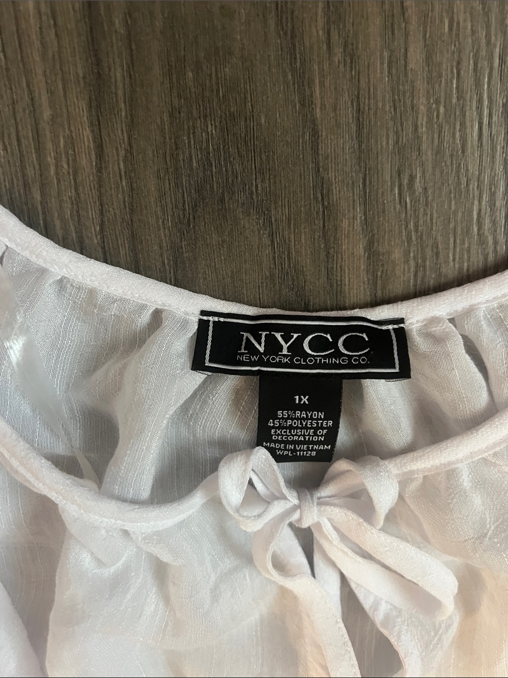 NYCC 1X White Peasant Blouse with Multicolor Embroidery - Picture 3 of 3